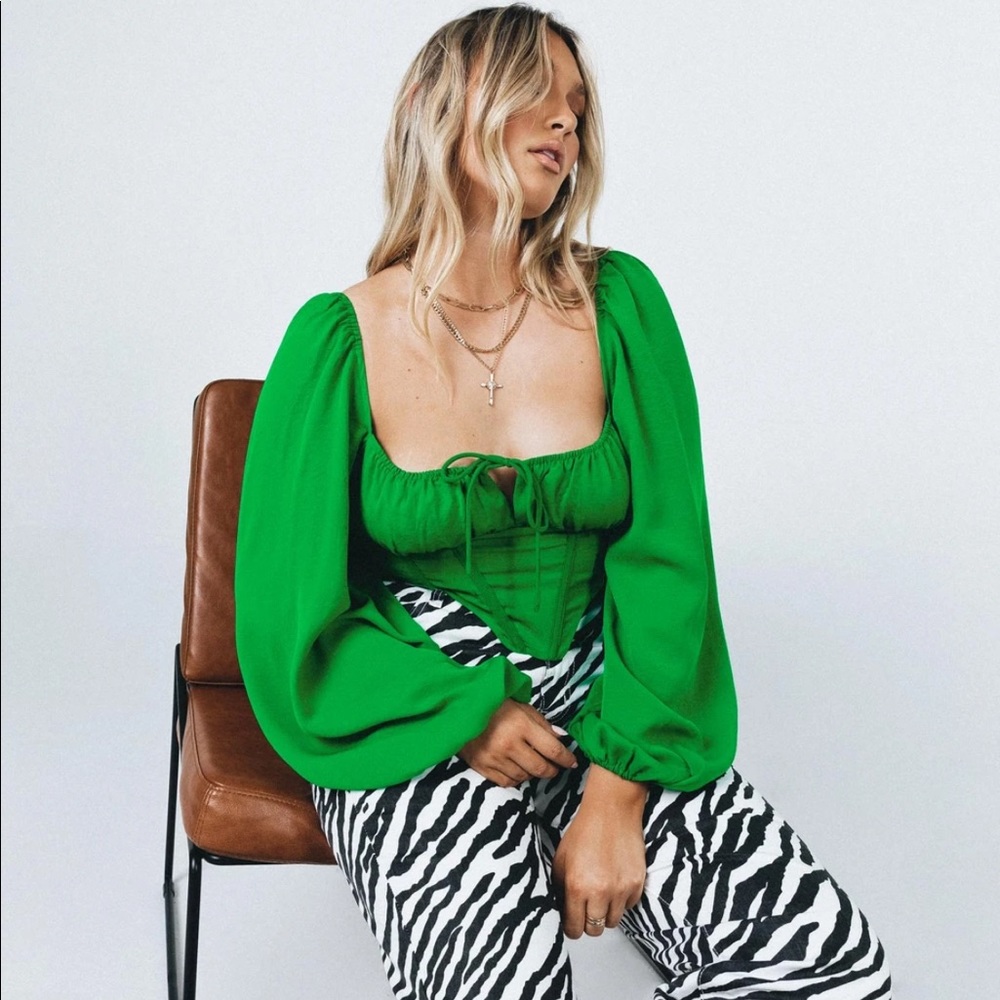 MELANIE LONG SLEEVE TOP GREEN